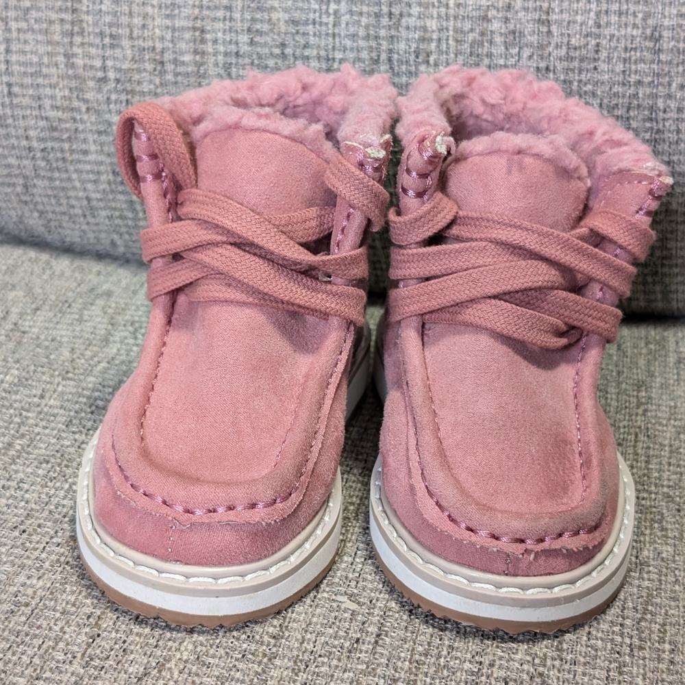 GAP Pink Suede Boots with Moccasin Stitching